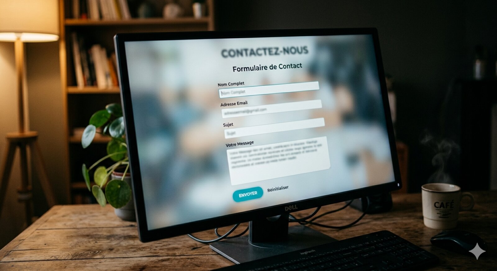 Formulaire de contact affiché sur un écran d'ordinateur